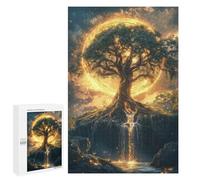 Rompecabezas 1000 PCS para Adolescentes Mystical Tree with Golden Aura Rompecabezas para Adultos Juego Práctico Arte De Pared Desafiante De Completar 1000 PCS
