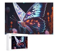 Rompecabezas 1000 PCS para Adolescentes Neon Butterfly in Fantasy Land Rompecabezas para Adultos Juego De Ingenio Análisis Y Lógica 1000 PCS