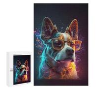 Rompecabezas 1000 PCS para Adolescentes Neon Energetic Dog Portrait Rompecabezas para Adultos Juegos De Relajación Vacaciones En Casa Matar El Tiempo 1000 PCS