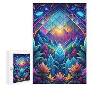 Rompecabezas 1000 PCS para Adolescentes Neon Nature Stained Glass Rompecabezas para Adultos Juego Práctico Arte De Pared Desafiante De Completar 1000 PCS