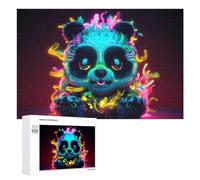 Rompecabezas 1000 PCS para Adolescentes Neon Panda Artwork Rompecabezas para Adultos Juguete Decoración De Pared Mejora La Memoria Ayuda A Ejercitar El Cerebro 1000 PCS