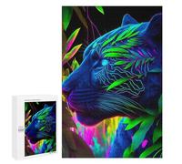 Rompecabezas 1000 PCS para Adolescentes Neon Panther in Jungle Rompecabezas para Adultos Juego Práctico Regalo De Cumpleaños Regalo De Cumpleaños, Regalos, 1000 PCS