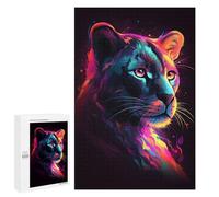 Rompecabezas 1000 PCS para Adolescentes Neon Panther Portrait -2 Rompecabezas para Adultos Juego Familiar Una Obra De Arte como Regalo para Toda La Familia 1000 PCS