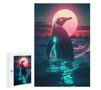 Rompecabezas 1000 PCS para Adolescentes Neon Penguin Sunset Rompecabezas para Adultos Juego Práctico Regalo De Cumpleaños Regalo De Cumpleaños, Regalos, 1000 PCS