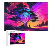 Rompecabezas 1000 PCS para Adolescentes Neon Tree Silhouette Rompecabezas para Adultos Juegos Relajantes Decoración Interacción Entre Padres E Hijos 1000 PCS
