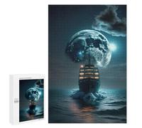 Rompecabezas 1000 PCS para Adolescentes Night Voyage Under The Moon Rompecabezas para Adultos Juego Familiar Decoración del Hogar para Cumpleaños, Navidad 1000 PCS