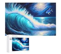 Rompecabezas 1000 PCS para Adolescentes Ocean Wave with Fish in Sky Rompecabezas Juegos Relajantes Mejora La Memoria Oferta como Regalos para Toda La Familia 1000 PCS
