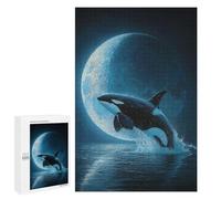 Rompecabezas 1000 PCS para Adolescentes Orca Leaping Under The Moon Rompecabezas para Adultos Juguetes DIY para La Diversión Familiar Ayuda A Ejercitar El Cerebro 1000 PCS