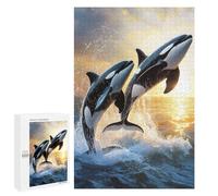 Rompecabezas 1000 PCS para Adolescentes Orcas Leaping at Sunset Rompecabezas DIY Juguetes Una Obra De Arte como Regalo para Toda La Familia 1000 PCS