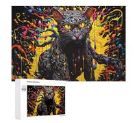 Rompecabezas 1000 PCS para Adolescentes Painted Cat Rompecabezas Juegos Relajantes Mejora La Memoria Oferta como Regalos para Toda La Familia 1000 PCS