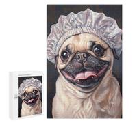 Rompecabezas 1000 PCS para Adolescentes Pug Dog Bath Cap Rompecabezas para Adolescentes Análisis Y Lógica Entrena Tu Cerebro Y Tus Manos Juego De Desafío Único 1000 PCS