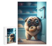 Rompecabezas 1000 PCS para Adolescentes Pug with Donut in Kitchen Rompecabezas para Adultos Juego Familiar Una Obra De Arte como Regalo para Toda La Familia 1000 PCS