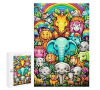Rompecabezas 1000 PCS para Adolescentes Rainbow Animal Parade Rompecabezas para Adultos Juegos Divertidos Una Obra De Arte Ayuda A Ejercitar El Cerebro 1000 PCS