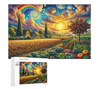 Rompecabezas 1000 PCS para Adolescentes Rainbow Fields of Harvest Rompecabezas para Adultos Juegos Relajantes Decoración Interacción Entre Padres E Hijos 1000 PCS