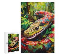Rompecabezas 1000 PCS para Adolescentes Rainbow Serpent in Lush Jungle Rompecabezas para Adultos Juguete Decoración De Pared Mejora La Memoria Ayuda A Ejercitar El Cerebro 1000 PCS