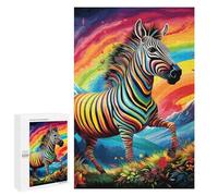 Rompecabezas 1000 PCS para Adolescentes Rainbow Zebra in Paradise Rompecabezas para Adultos Juegos Relajantes Decoración Interacción Entre Padres E Hijos 1000 PCS