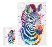 Rompecabezas 1000 PCS para Adolescentes Rainbow Zebra Watercolor Rompecabezas para Adultos Juego Práctico Pero Divertido Y Humorístico Regalo De Cumpleaños, Regalos, 1000 PCS