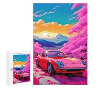 Rompecabezas 1000 PCS para Adolescentes Red Cars Pink Cherry Bloss Rompecabezas para Adultos Juego Familiar Decoración del Hogar para Cumpleaños, Navidad 1000 PCS