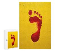 Rompecabezas 1000 PCS para Adolescentes Red Footprint on Yellow Textured Background Rompecabezas para Adultos Juego Práctico Regalo De Cumpleaños Regalo De Cumpleaños, Regalos, 1000 PCS