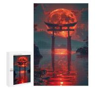 Rompecabezas 1000 PCS para Adolescentes Red Moon Torii Gate Rompecabezas para Adultos Juego Familiar Decoración del Hogar para Cumpleaños, Navidad 1000 PCS
