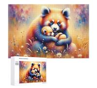 Rompecabezas 1000 PCS para Adolescentes Red Panda Family in Flowers Rompecabezas para Adultos Juego De Ingenio Análisis Y Lógica 1000 PCS