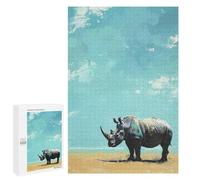 Rompecabezas 1000 PCS para Adolescentes Rhino Under A Blue Sky Rompecabezas para Adultos Juego Familiar Una Obra De Arte como Regalo para Toda La Familia 1000 PCS