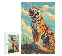 Rompecabezas 1000 PCS para Adolescentes Roaring Tiger in Floral Landscape Rompecabezas DIY Juguetes Una Obra De Arte como Regalo para Toda La Familia 1000 PCS
