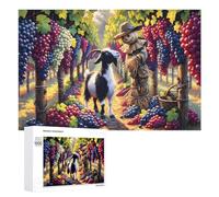 Rompecabezas 1000 PCS para Adolescentes Scarecrow and Goat in Vineyard Rompecabezas para Adultos Juego Familiar Carrera De Velocidad De Manos Regalos para Reducir El Estrés 1000 PCS