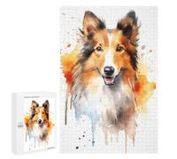 Rompecabezas 1000 PCS para Adolescentes Shetland Sheepdog Portrait Rompecabezas para Adultos Juego Familiar Una Obra De Arte como Regalo para Toda La Familia 1000 PCS