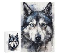 Rompecabezas 1000 PCS para Adolescentes Siberian Husky Watercolor Rompecabezas Juego De Ingenio Aliviador De Estrés Desafiante para Completar 1000 PCS