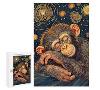 Rompecabezas 1000 PCS para Adolescentes Sleeping Chimpanzee in Starry Night Style Rompecabezas para Adultos Juegos Familiares Carrera De Velocidad De Manos para Cumpleaños, Navidad 1000 PCS