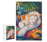 Rompecabezas 1000 PCS para Adolescentes Sleeping White Lion Rompecabezas para Adultos Juego Práctico Pero Divertido Y Humorístico para Cumpleaños, Navidad 1000 PCS