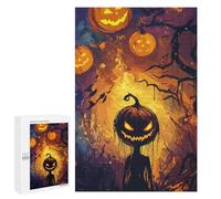 Rompecabezas 1000 PCS para Adolescentes Spooky Halloween Pumpkin Patch Illustration Rompecabezas DIY Juguetes Una Obra De Arte como Regalo para Toda La Familia 1000 PCS