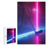 Rompecabezas 1000 PCS para Adolescentes Sport Neon Hockey Stick Rompecabezas para Adultos Juego Práctico Pero Divertido Y Humorístico para Cumpleaños, Navidad 1000 PCS