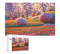 Rompecabezas 1000 PCS para Adolescentes Spring Tulip Fields at Sunset Rompecabezas para Adultos Juego De Ingenio Análisis Y Lógica 1000 PCS