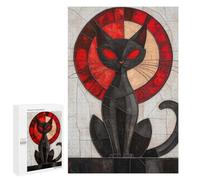 Rompecabezas 1000 PCS para Adolescentes Stained Glass Black Cat Rompecabezas DIY Juguetes Una Obra De Arte como Regalo para Toda La Familia 1000 PCS
