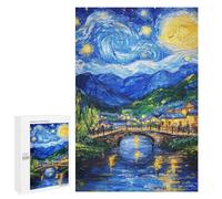 Rompecabezas 1000 PCS para Adolescentes Starry Night Village Rompecabezas Juego De Ingenio Aliviador De Estrés Desafiante para Completar 1000 PCS