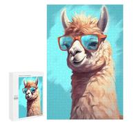 Rompecabezas 1000 PCS para Adolescentes Stylish Alpaca with Sunglasses Rompecabezas para Adultos Juguete Decoración De Pared Difícil Difícil Desafiante De Completar 1000 PCS