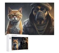 Rompecabezas 1000 PCS para Adolescentes Stylish Cat and Dog Duo Rompecabezas para Adultos Juego Familiar Carrera De Velocidad De Manos Regalos para Reducir El Estrés 1000 PCS