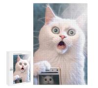 Rompecabezas 1000 PCS para Adolescentes Surprised Cat Selfie Rompecabezas para Adultos Juego Familiar Decoración del Hogar para Cumpleaños, Navidad 1000 PCS