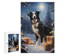 Rompecabezas 1000 PCS para Adolescentes Sweet Border Collie Xmas Rompecabezas para Adultos Juego Práctico Pero Divertido Y Humorístico para Cumpleaños, Navidad 1000 PCS