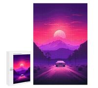 Rompecabezas 1000 PCS para Adolescentes Synthwave Sunset Car Rompecabezas para Adultos Juegos De Relajación Vacaciones En Casa Matar El Tiempo 1000 PCS