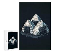 Rompecabezas 1000 PCS para Adolescentes Three Onigiri Illustration on Dark Background Rompecabezas para Adultos Juego Familiar Decoración del Hogar para Cumpleaños, Navidad 1000 PCS