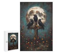 Rompecabezas 1000 PCS para Adolescentes Three Ravens on Cross with Moon Rompecabezas para Adultos Juego Práctico Arte De Pared Desafiante De Completar 1000 PCS
