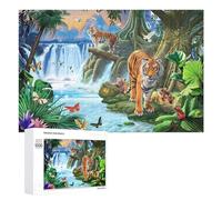 Rompecabezas 1000 PCS para Adolescentes Tiger Family in Tropical Paradise Rompecabezas para Adultos Juguete Decoración De Pared Mejora La Memoria Ayuda A Ejercitar El Cerebro 1000 PCS