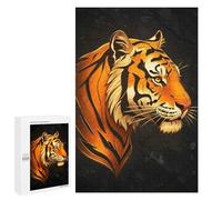 Rompecabezas 1000 PCS para Adolescentes Tiger Head Profile on Dark Background Rompecabezas para Adultos Juguetes DIY para La Diversión Familiar Ayuda A Ejercitar El Cerebro 1000 PCS