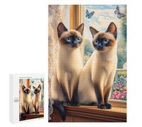 Rompecabezas 1000 PCS para Adolescentes Two Siamese Cats by The Window Rompecabezas para Adultos Juegos Relajantes Arte De Pared Oferta como Regalos para Toda La Familia 1000 PCS