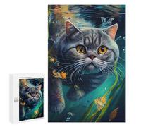 Rompecabezas 1000 PCS para Adolescentes Underwater Cat 4 Rompecabezas para Adultos Juegos De Relajación Vacaciones En Casa Matar El Tiempo 1000 PCS