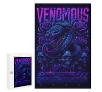 Rompecabezas 1000 PCS para Adolescentes Venomous Snake with Skulls and Roses Rompecabezas DIY Juguetes Una Obra De Arte como Regalo para Toda La Familia 1000 PCS