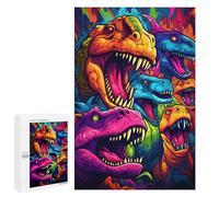 Rompecabezas 1000 PCS para Adolescentes Vibrant Dinosaur Collage Rompecabezas para Adolescentes Juegos Divertidos Ensamblaje De Patrones Ayuda Al Cerebro A Ejercitarse 1000 PCS